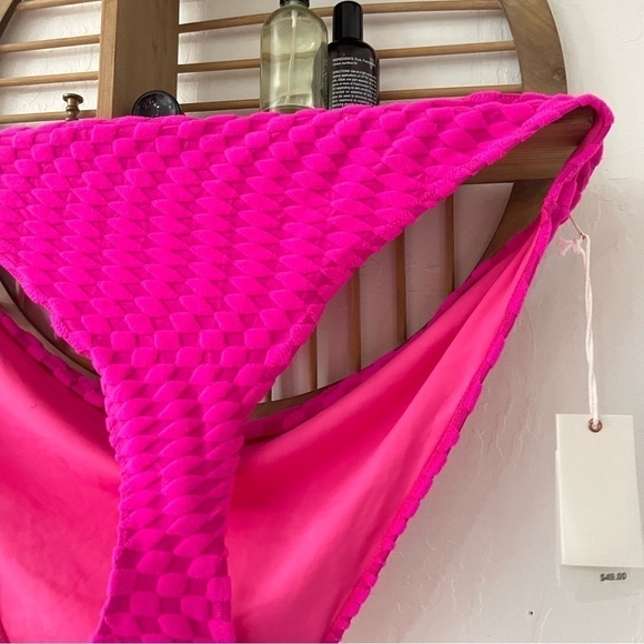 Good American Hot Pink Textured Checkered Swim Bottom X-8 - Picture 2 of 5